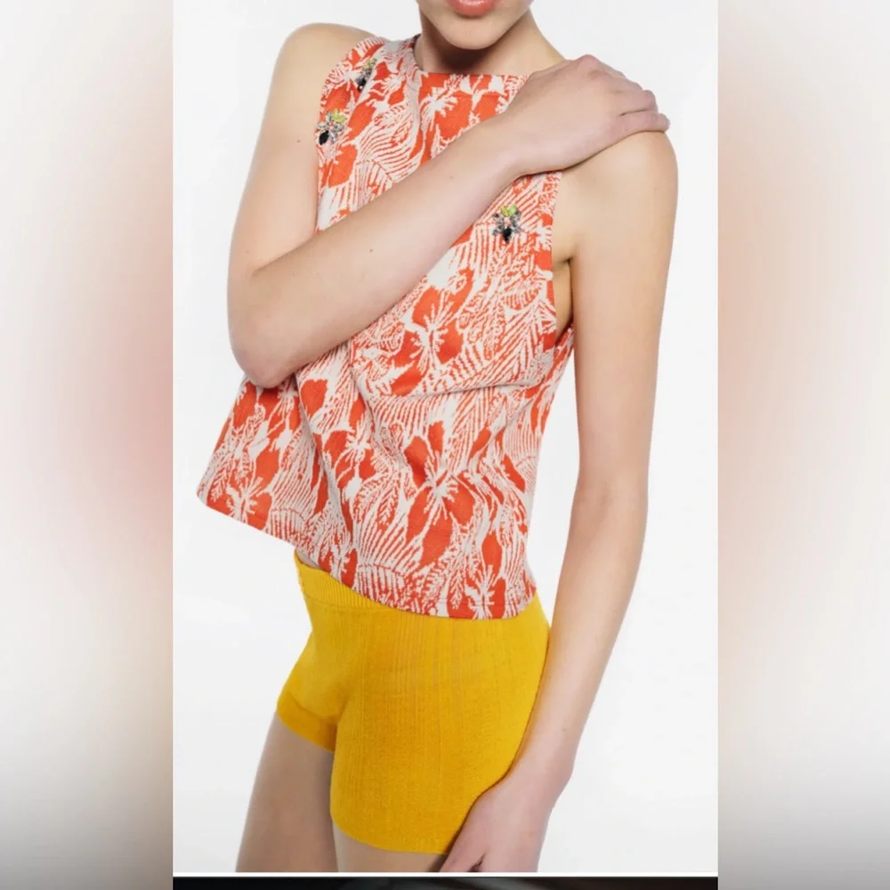 ZARA pebble jacquard embellished top size medium - Picture 3 of 11